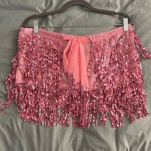Pink sequin wrap skirt
